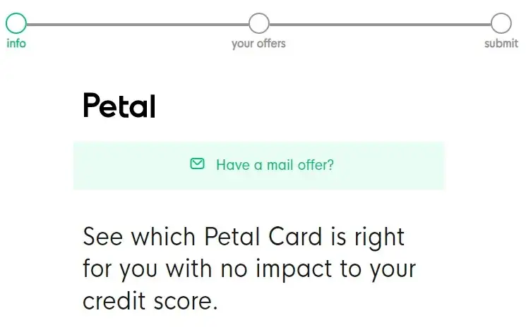 Petal 2 Visa credit card Application