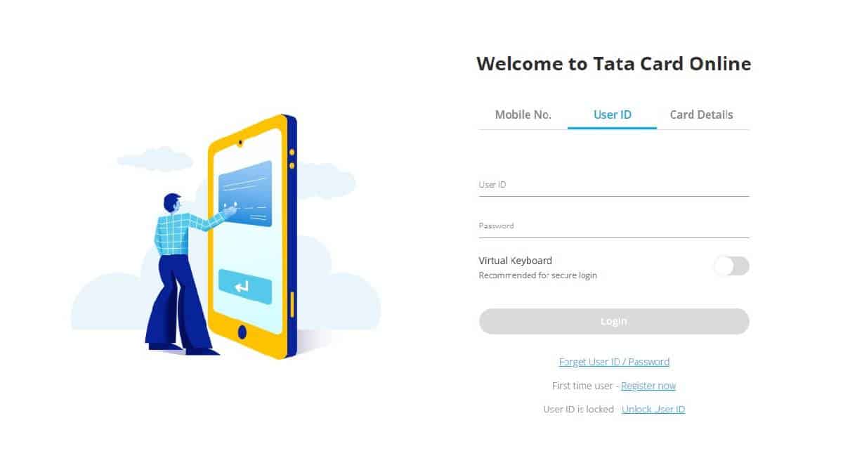 tata credit card login